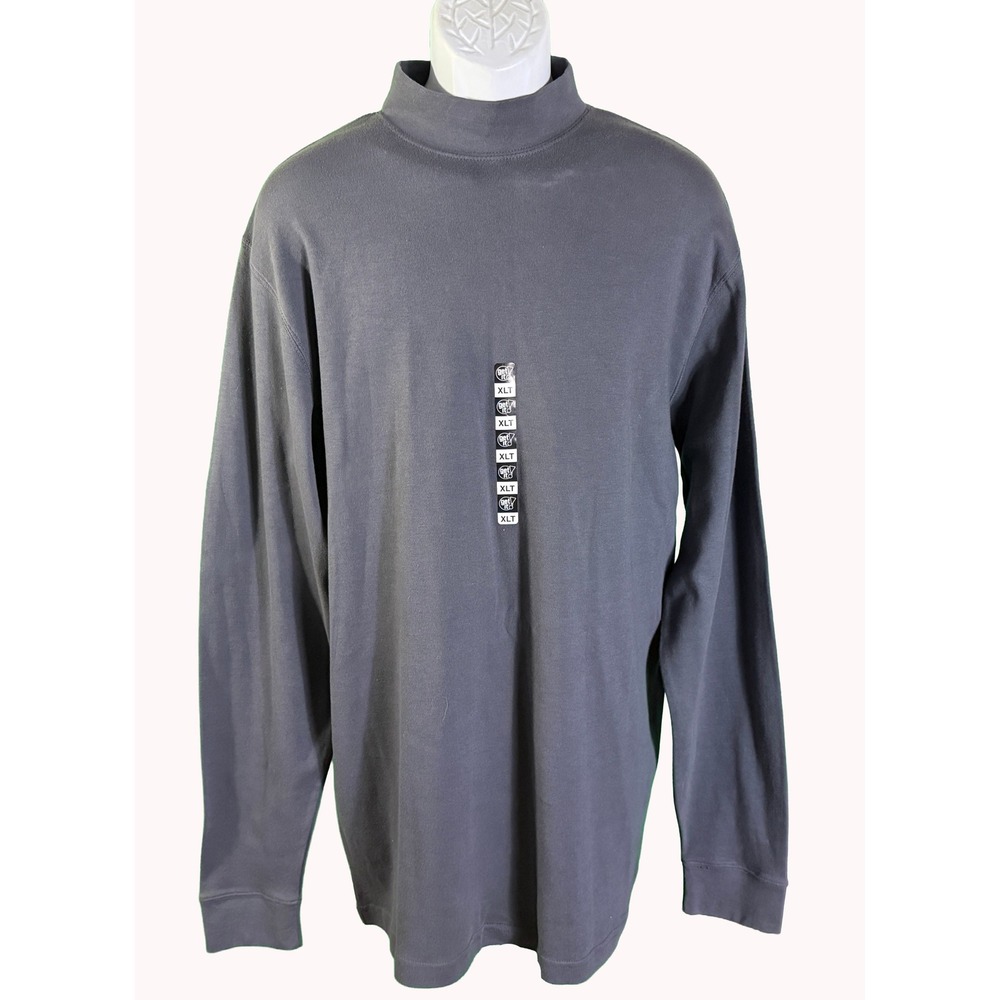 Croft & Barrow Mock Neck Shirt Mens XLT Blue Long Sleeve Cotton SW7001